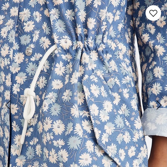 Ruffle-Neck Anorak Raincoat in French Floral - french floral blue moon